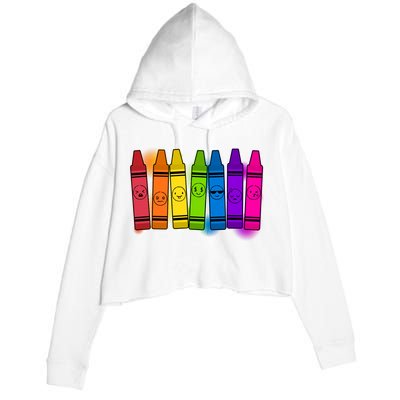 Cute Emotions Emoji Crayons Crop Fleece Hoodie