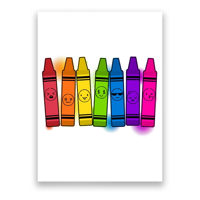 Cute Emotions Emoji Crayons Poster