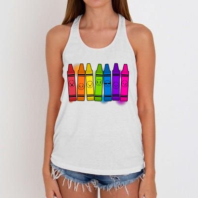 Cute Emotions Emoji Crayons Women's Knotted Racerback Tank