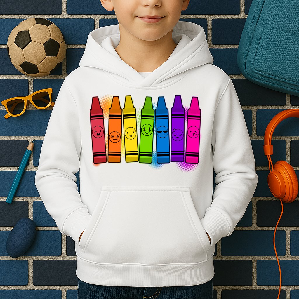 Cute Emotions Emoji Crayons Kids Hoodie