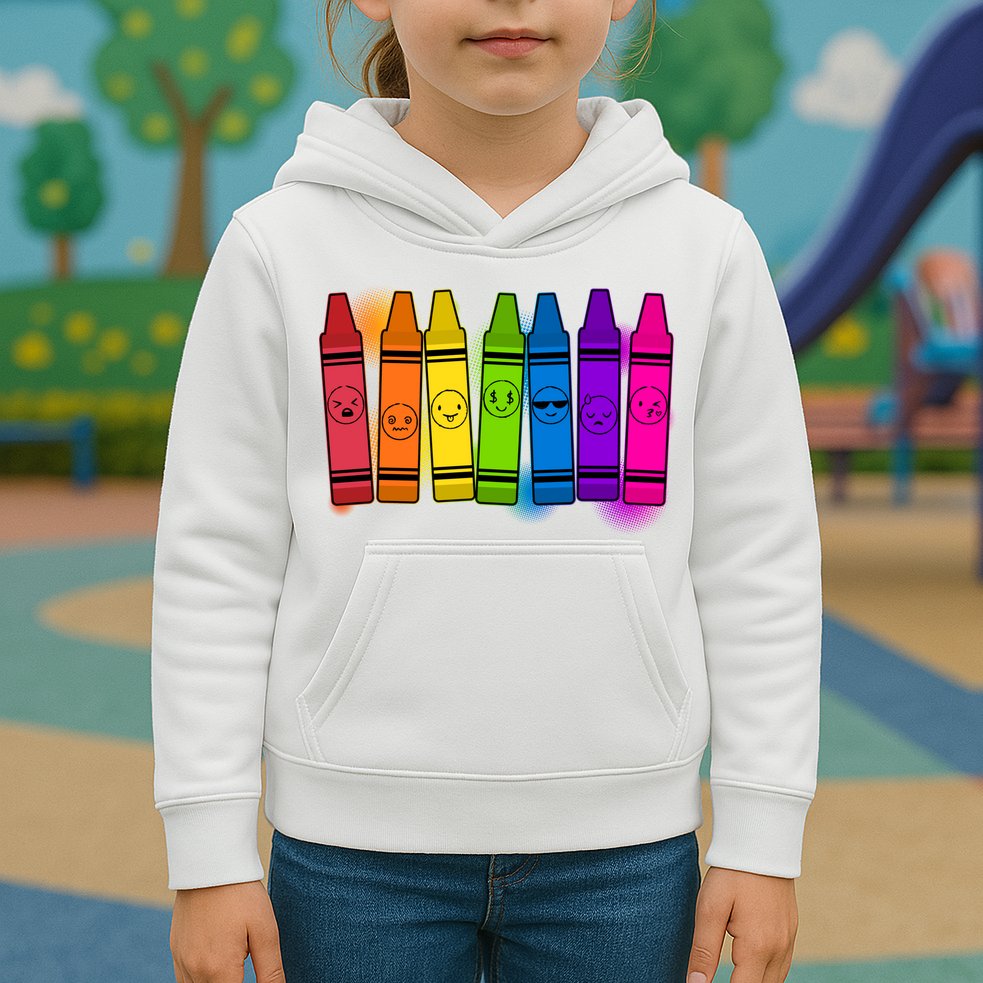 Cute Emotions Emoji Crayons Kids Hoodie