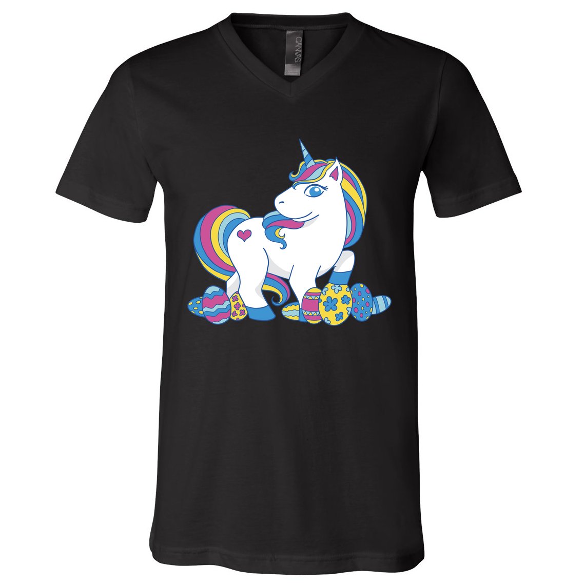 Cute Easter Eggs Unicorn V-Neck T-Shirt