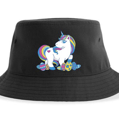 Cute Easter Eggs Unicorn Sustainable Bucket Hat