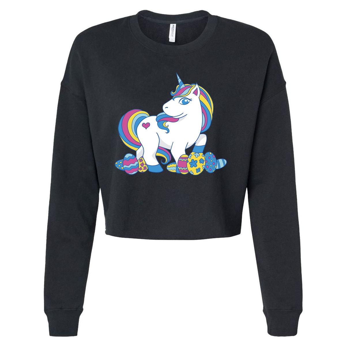 Cute Easter Eggs Unicorn Cropped Pullover Crew