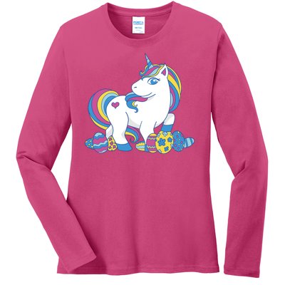 Cute Easter Eggs Unicorn Ladies Long Sleeve Shirt