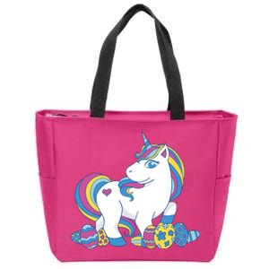 Cute Easter Eggs Unicorn Zip Tote Bag