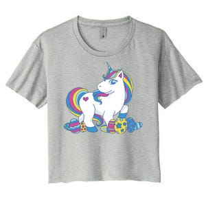 Cute Easter Eggs Unicorn Women's Crop Top Tee