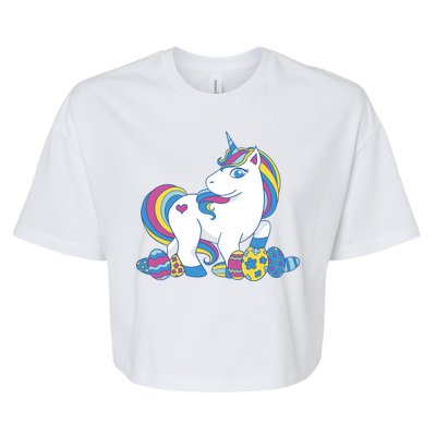 Cute Easter Eggs Unicorn Bella+Canvas Jersey Crop Tee