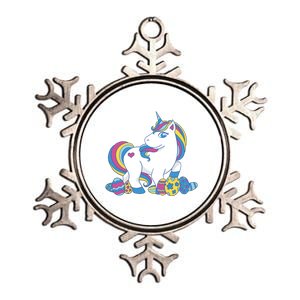 Cute Easter Eggs Unicorn Metallic Star Ornament