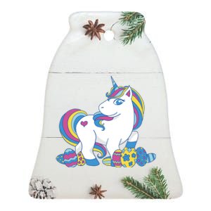 Cute Easter Eggs Unicorn Ceramic Bell Ornament