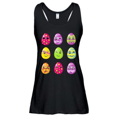 Colorful Easter Eggs Smiley Ladies Essential Flowy Tank