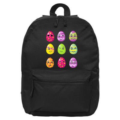 Colorful Easter Eggs Smiley 16 in Basic Backpack