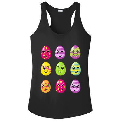Colorful Easter Eggs Smiley Ladies PosiCharge Competitor Racerback Tank