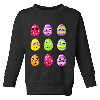 Colorful Easter Eggs Smiley Toddler Sweatshirt