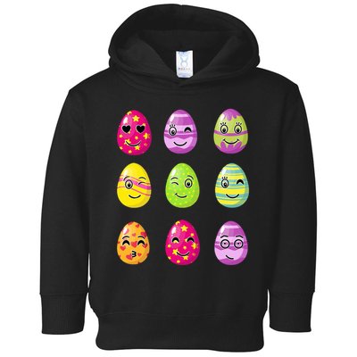 Colorful Easter Eggs Smiley Toddler Hoodie