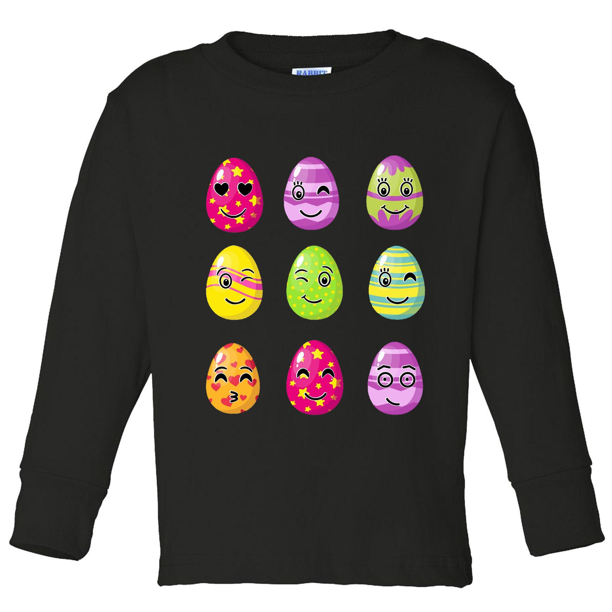 Colorful Easter Eggs Smiley Toddler Long Sleeve Shirt