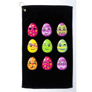 Colorful Easter Eggs Smiley Platinum Collection Golf Towel