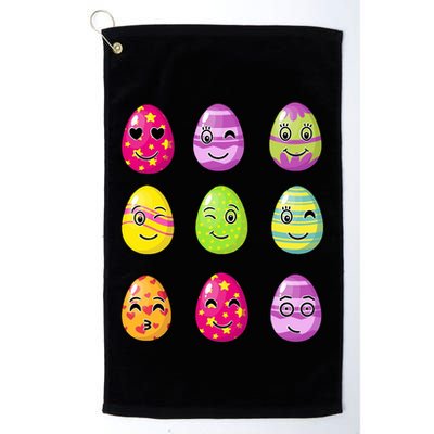 Colorful Easter Eggs Smiley Golf Towel