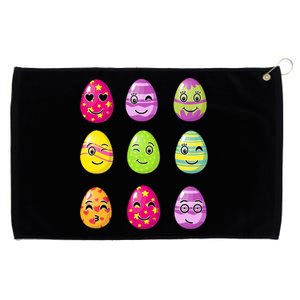 Colorful Easter Eggs Smiley Grommeted Golf Towel