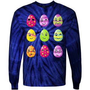 Colorful Easter Eggs Smiley Tie-Dye Long Sleeve Shirt