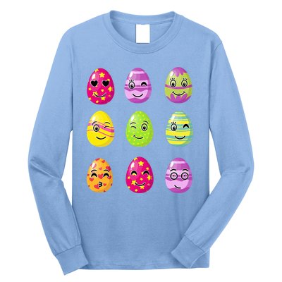 Colorful Easter Eggs Smiley Long Sleeve Shirt