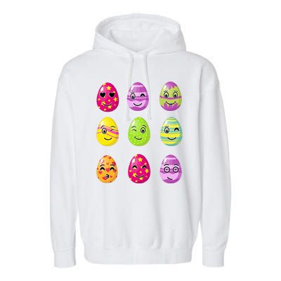 Colorful Easter Eggs Smiley Garment-Dyed Fleece Hoodie