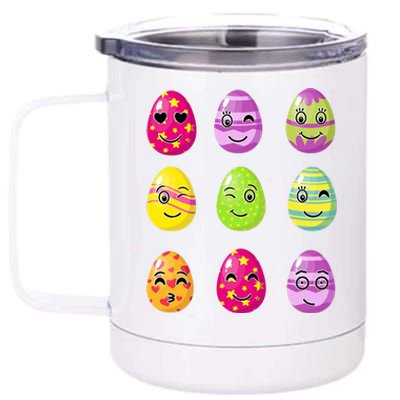 Colorful Easter Eggs Smiley 12 oz Stainless Steel Tumbler Cup