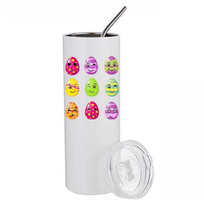 Colorful Easter Eggs Smiley Stainless Steel Tumbler