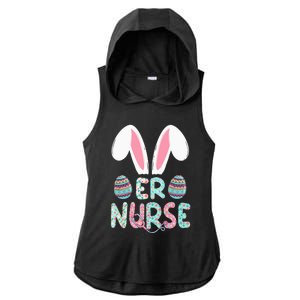 Cute Easter ER Nurse RN Bunny Ears Easter Eggs Ladies PosiCharge Tri-Blend Wicking Draft Hoodie Tank