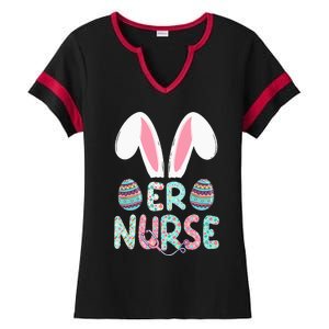 Cute Easter ER Nurse RN Bunny Ears Easter Eggs Ladies Halftime Notch Neck Tee