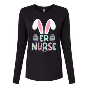 Cute Easter ER Nurse RN Bunny Ears Easter Eggs Womens Cotton Relaxed Long Sleeve T-Shirt