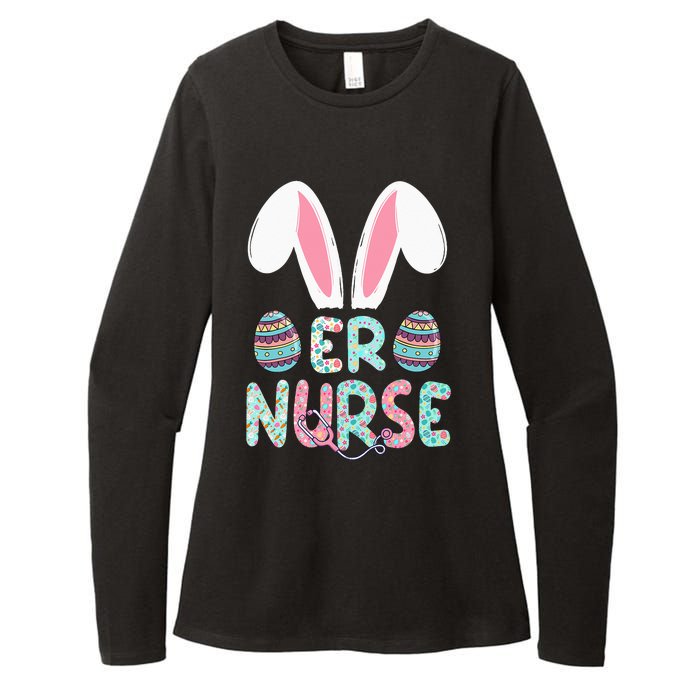 Cute Easter ER Nurse RN Bunny Ears Easter Eggs Womens CVC Long Sleeve Shirt