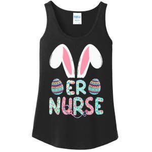 Cute Easter ER Nurse RN Bunny Ears Easter Eggs Ladies Essential Tank