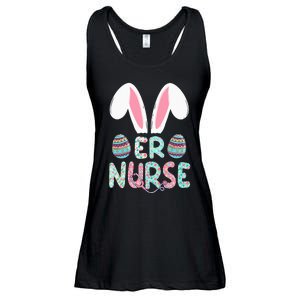 Cute Easter ER Nurse RN Bunny Ears Easter Eggs Ladies Essential Flowy Tank