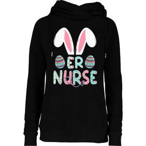 Cute Easter ER Nurse RN Bunny Ears Easter Eggs Womens Funnel Neck Pullover Hood