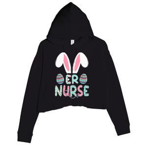 Cute Easter ER Nurse RN Bunny Ears Easter Eggs Crop Fleece Hoodie