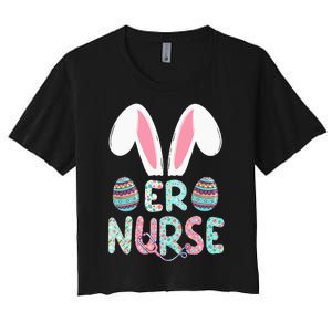 Cute Easter ER Nurse RN Bunny Ears Easter Eggs Women's Crop Top Tee