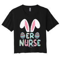 Cute Easter ER Nurse RN Bunny Ears Easter Eggs Women's Crop Top Tee