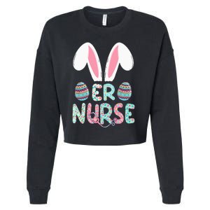 Cute Easter ER Nurse RN Bunny Ears Easter Eggs Cropped Pullover Crew