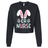 Cute Easter ER Nurse RN Bunny Ears Easter Eggs Cropped Pullover Crew