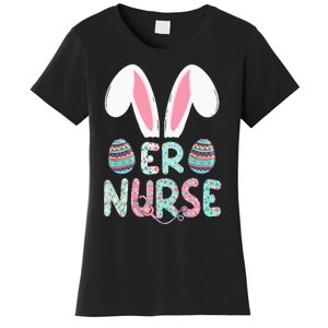 Cute Easter ER Nurse RN Bunny Ears Easter Eggs Women's T-Shirt