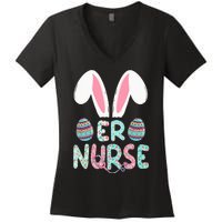 Cute Easter ER Nurse RN Bunny Ears Easter Eggs Women's V-Neck T-Shirt