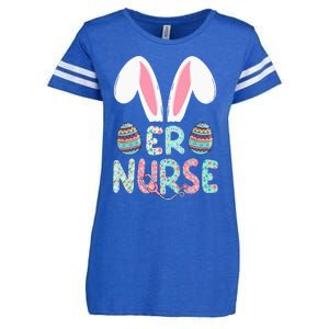 Cute Easter ER Nurse RN Bunny Ears Easter Eggs Enza Ladies Jersey Football T-Shirt