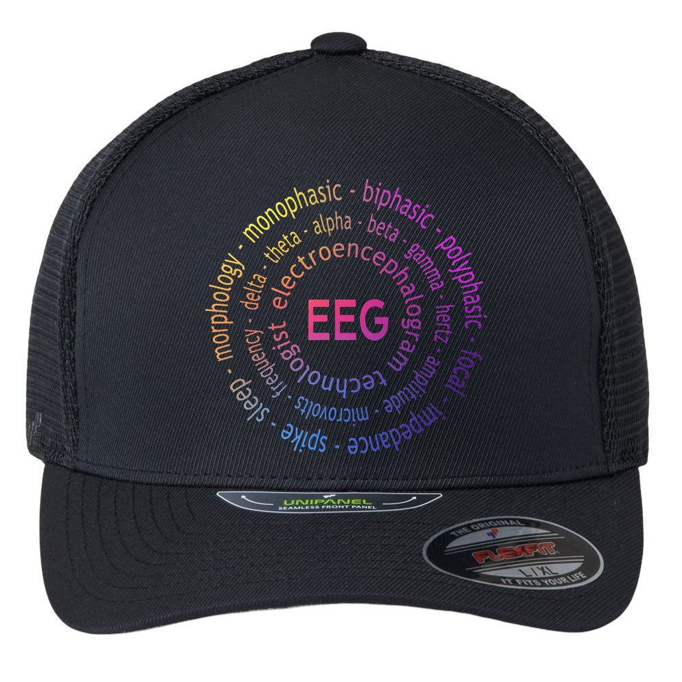 Colorful EEG - EEG Appreciation - EEG Pediatric Flexfit Unipanel Trucker Cap