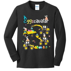 Construction Excavator Easter Day Egg Hunt For Boys Toddlers Kids Long Sleeve Shirt