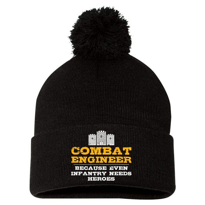 Combat Engineer Engineer Gifts Army Engineering Pom Pom 12in Knit Beanie