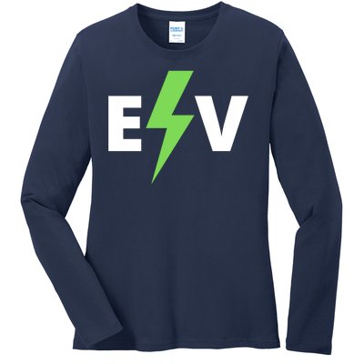 Cool EV Electric Vehicle, EV Life, Funny Electric Vehicle Ladies Long Sleeve Shirt