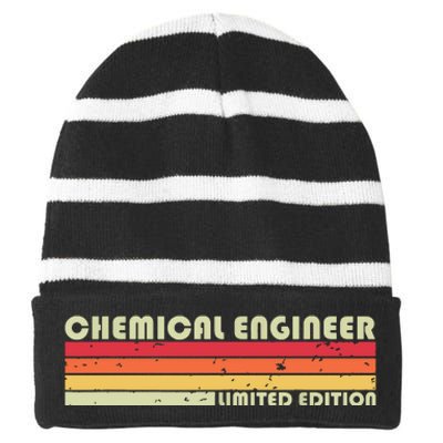 CHEMICAL ENGINEER Funny Job Title Profession Birthday Worker Striped Beanie with Solid Band