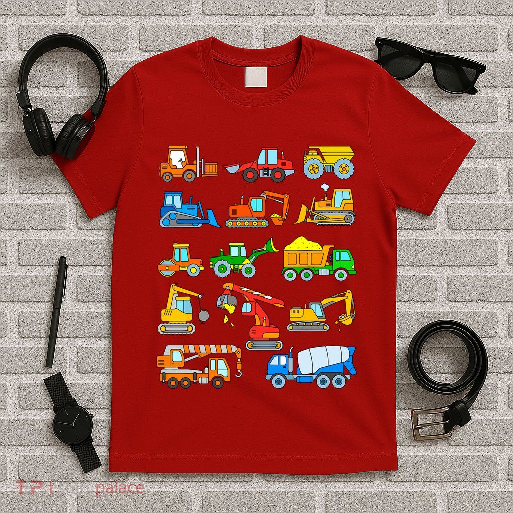 Construction Excavator For Boy Girl And Wo T-Shirt