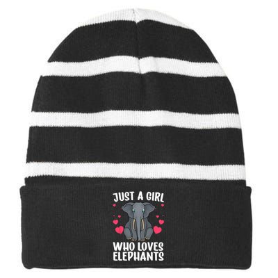 Cool Elephant For Women Girls African Elephant Lover Zoology Striped Beanie with Solid Band